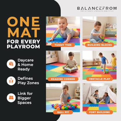 BalanceFrom Play Tile Mat 0.4 Inch Thick, EVA Interlocking Foam Floor
