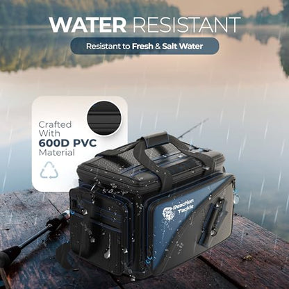 Reaction Tackle Fishing Tackle Bag – Salt Water Resistant Fishing Bag, 1000D PVC Waterproof Material, Tackle Box Organizer with Dividers for 3600 or 3700 Trays - color: B: Medium Bag (without trays)