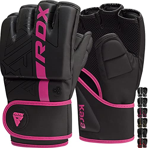 RDX MMA Gloves Grappling Sparring, Pre-Curved Mixed Martial Arts Mitts Men Women Boxing Gloves, Maya Hide Leather Kara Cage Fighting Workout, Combat Sports Training, Muay Thai, Punching Bag Kickboxing - color: Pink, size: Large