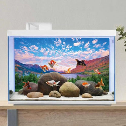 AWERT 72x18 inches Nature Landscape Aquarium Background Lake Forest Sunset Natural Scenery Cloud Sky Mountain Autumn Scenery Fish Tank Background