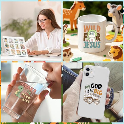 Rngmsi UV DTF Cup Wrap - 25 Pcs Christian Baby UV DTF Stickers for 16 OZ, Cute Animals Waterproof UVDTF Transfer Decals for Cups Glasses Mug DIY Crafts - style: Christian Baby