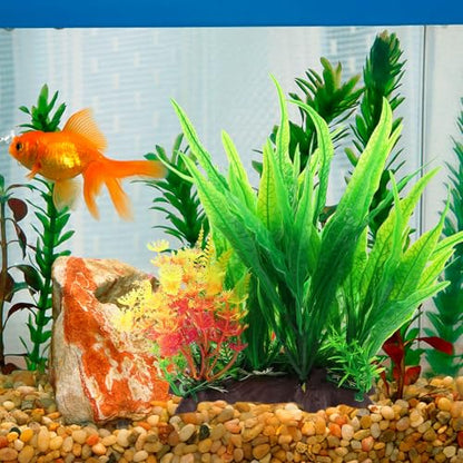 BESTonZON Artificial Aquarium Plants Fish Tank Decor, Plastic Simulation Aquatic Grass with Weighted Base, Fake Water Grass Decoration for Freshwater and Saltwater Tanks
