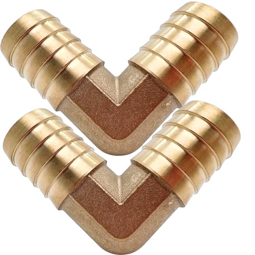 2PCS Brass 7/8" x 7/8" Hose Barb Fitting Barbed 90 Degree Elbow Connector L Right Angle Barbed Fitting by CX WONDERLAND - size: 7/8" Hose Barb