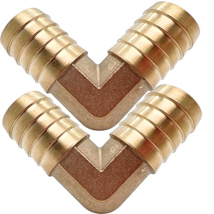 2PCS Brass 7/8" x 7/8" Hose Barb Fitting Barbed 90 Degree Elbow Connector L Right Angle Barbed Fitting by CX WONDERLAND - size: 7/8" Hose Barb