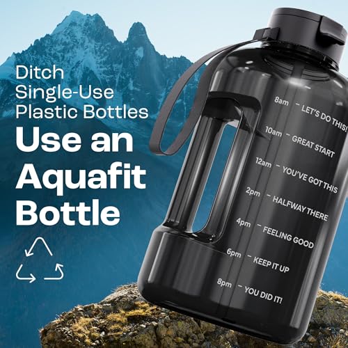 AQUAFIT 1 Gallon Water Bottle with Motivational Quotes - color: Blue, size: 128 Ounces