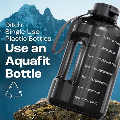 AQUAFIT 1 Gallon Water Bottle with Motivational Quotes - color: Blue, size: 128 Ounces