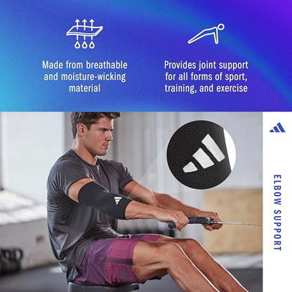 adidas Elbow Support Sleeve - Seamless and Smooth Elbow Support for Training, Competitions, and General Fitness - Ergonomic Design, Nylon Trim - Durable & Breathable - Black (Red Logo), Small - size: Small, style: adidas Elbow Support
