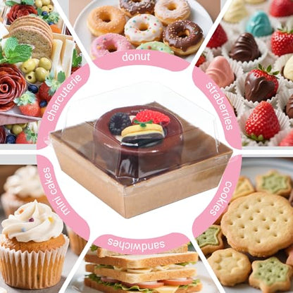 TMLQPACK 100Pack 4Inches Charcuterie Boxes with Chocolate Covered Strawberries Boxes - color: Brown