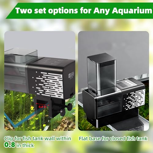 Fish Feeder Automatic Dispenser for Indoor Aquarium, Screw Push Design, 17oz Large Capacity