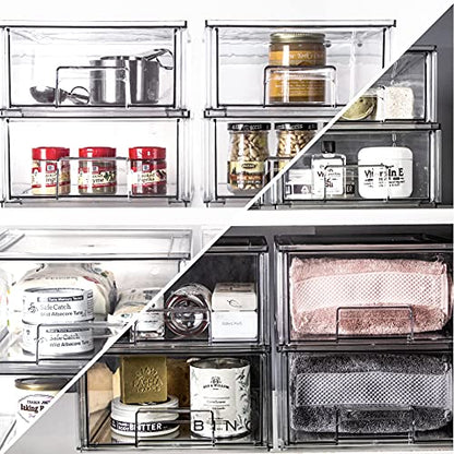 BINO | Stackable Storage Drawers, Small - Clear | THE CRATE COLLECTION | Storage Bins With Drawers | Bathroom Organizers | Under Sink Organizer | Vanity Cabinet Home Organization - size: Small