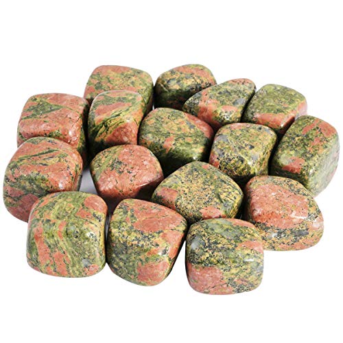 Rockcloud 1 lb Tumbled Polished Stones Gemstone Supplies for Wicca,Reiki,Healing Crystal,Unakite - color: Green&yellow