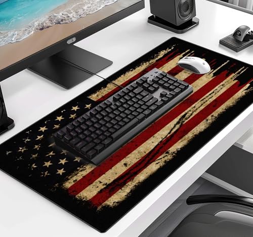 US Flag Anti Slip Waterproof Mouse Mat, Laptop and Home Office Desk Mat | The Surface Of The Mouse Pad Is Designed With Fiber Woven Material, And The Base Is Made Of Natural Anti Slip Rubber. - color: American Antique Flag