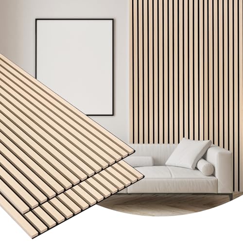2 Pack Wood Finish Accent Wall Panels, 3D Slat Acoustic Paneling for Recording Studio, Office, Living Room Interior Decoration (Natural Oak, 48"L x 24"W) - color: Natural Oak, size: 2pcs - 48"L x 24"W