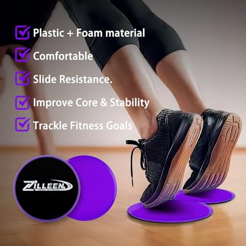 ZILLEEN Exercise Sliders for Working Out Pilates Fitness Discs 2pcs - color: Purple