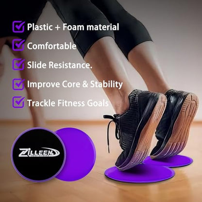 ZILLEEN Exercise Sliders for Working Out Pilates Fitness Discs 2pcs - color: Purple