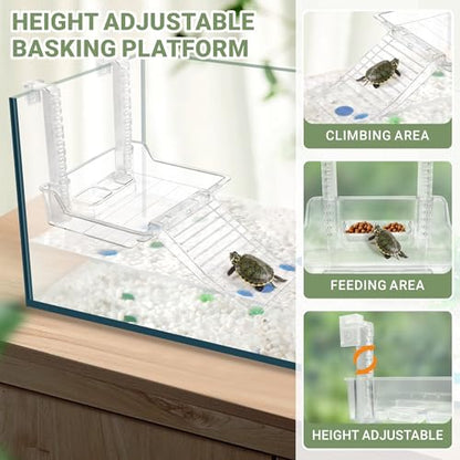 GOZILLA Mini Aquatic Turtle Tank Kit with Adjustable Lamp,PC Turtle Tank Starter Kit,Small Hermit Crab Tanks with Lid, Hanging Platform for Baby Turtles,Crabs,Fish.(11.8×7.24×7.1''/Black Kit) - color: Mini-Black01