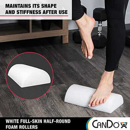 Cando-30-2341 Full-Skin PE Foam Roller For Muscle Restoration, Massage Therapy, Sport Recovery, And Physical Therapy. White, 6" x 12", Half-Round - size: 12-inch