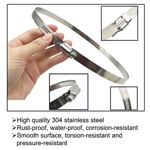 5" Adjustable 304 Stainless Steel Duct Clamps Hose Clamp Pipe Clamp Air Ducting Clamp worm drive hose clamps (4Pcs, 118mm-140mm) - size: 5" -4Pcs