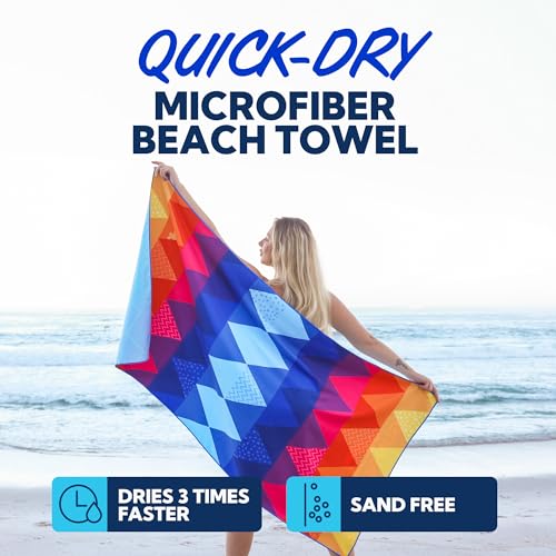 SUN NINJA Quick Dry Towel, Microfiber Beach Towel 63x32in, Triangle - color: Triangle