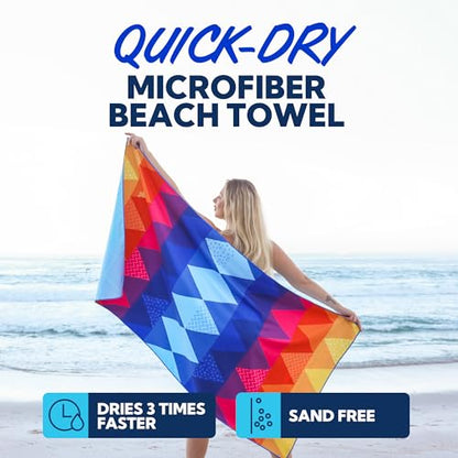 SUN NINJA Quick Dry Towel, Microfiber Beach Towel 63x32in, Triangle - color: Triangle