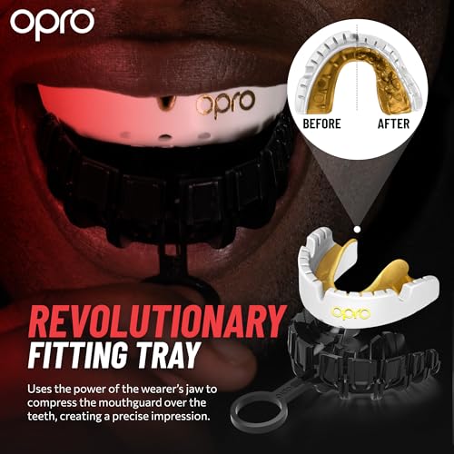OPRO Gold Level Moldable Mouth Guard for Braces, Premium Fit (Age 10+) - color: Dark Blue/Pearl