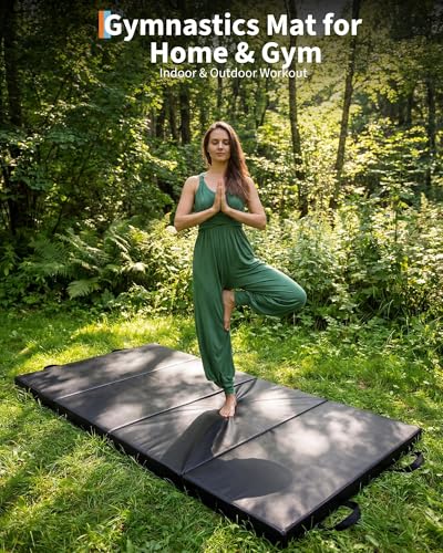 Garvee Gymnastics Mat, 6.2Ft 2-Inch Thick 4-Fold | Exercise Floor Mat for Home Gym, Portable Yoga Mat for Pilates, Aerobics, Martial Arts & Training - size: 6x3Ftx2"-Black