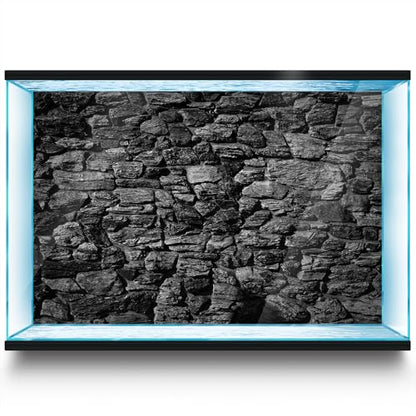 Aquarium Background Stickers - Stone Wall Texture Rock Black - Fish Tank Reptile Terrarium Decor Poster (60 x 30 cm / (23.6 x 11.8 inches)) - size: 60 x 30 cm / (23.6 x 11.8 inches)