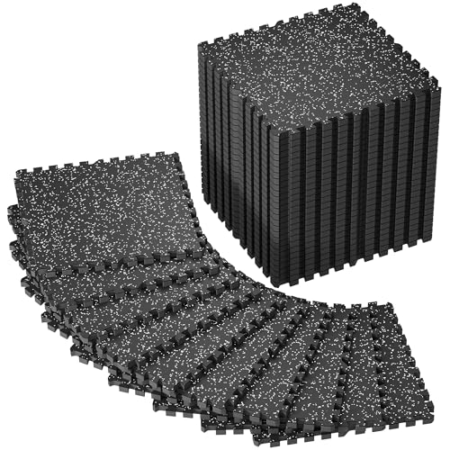 SUPERJARE 0.79'' Extra-Thick Exercise Equipment Mats, 36 Pcs 144 Sq Ft Rubber Top Floor Tiles with High Density EVA Foam, Interlocking Gym Flooring for Home Gym, Workout Mat, Black/Grey - size: 36 Tiles (144 Sq Ft)