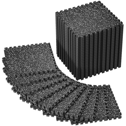 SUPERJARE 0.79'' Extra-Thick Exercise Equipment Mats, 36 Pcs 144 Sq Ft Rubber Top Floor Tiles with High Density EVA Foam, Interlocking Gym Flooring for Home Gym, Workout Mat, Black/Grey - size: 36 Tiles (144 Sq Ft)