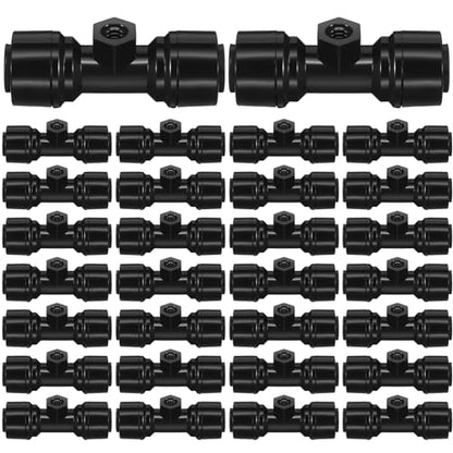 30 Pcs 1/4" Drip Irrigation Tee Connectors for Tube Quick Connect Parts Fittings for 1/4 Inch(6.35mm) Tubing or Sprinkler(Pom,Misting Nozzle,Black) - size: Black, style: Misting Nozzle