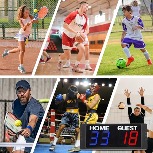 M METERXITY Scoreboard Score Keeper Portable Scoreboard Count Clock | Wall Clock, with Remote, Apply to Indoor Sports Gym Game