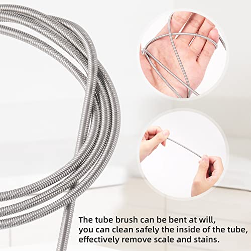 39" Pipe Brushes Tube Cleaning Brush Flexible, Feeding Tube Brush Hose Cleaner Brush Long Metal Pipe Cleaner Brush for Drain Hole Dredging - Double-Headed Spring Brush - Blue