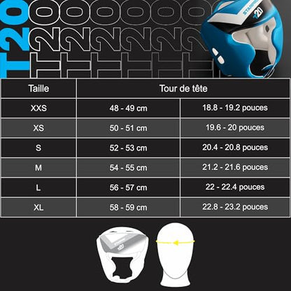 Starpro Boxing Headgear for Men Women - Safety Headguard with Padding - Muay Thai MMA Training Sparring Karate - color: Solar blue / White, size: X-Small