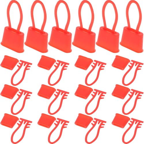 LALAFINA 200pcs Mesh Bag Loop Closures Plastic Storage Hooks For Vegetable Grocery Bags Fruit Egg Potato Garlic Onion Bags - color: Red, size: 4.80X2.00X0.10CM