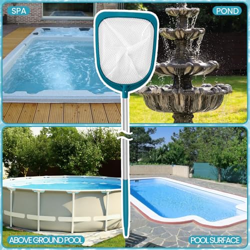 Pool Skimmer Net with Adjustable 48" Aluminum Pole, Fine Mesh Medium-Depth Net for Above Ground Pools, Ponds, Hot Tubs, Spas and Fountains for Leaf and Debris Removal - size: 5ft pool skimmer with pole