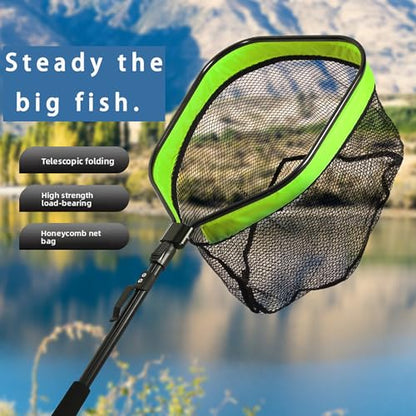 Foldable Telescopic Fish nets Fishing net Rubber Coated Shrimp net Suitable for Freshwater Salt Water with Soft EVA Foam Handle - size: 47", style: Pvc Copy Net
