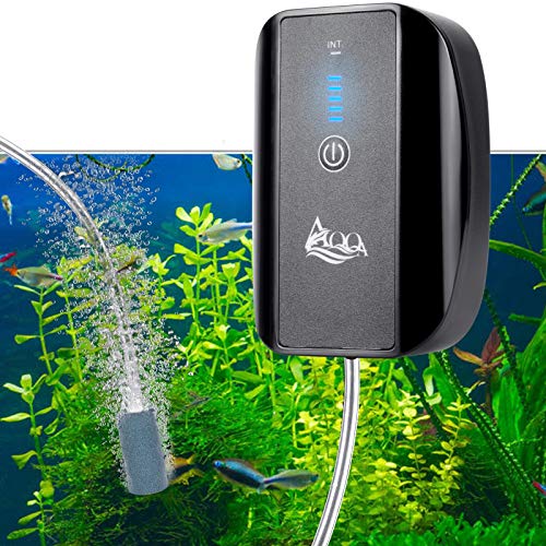 AQQA Aquarium Rechargeable Air Pump,Multifunctional Portable Energy Saving Power Quiet Oxygen Pump, One/Dual Outlets with Air Stone,Suitable for Indoors Power Outages Fishing - size: 1.7W(0-100gal)