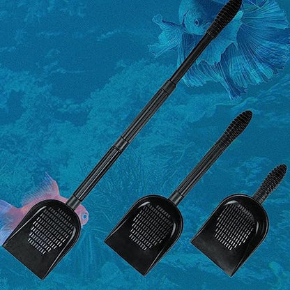 Aquarium Sand Shovel, Aquarium Gravel Strainer Shovel, Detachable Lengthened Multifunctional Safety Design, PVC Material, for Cleaning Pet Feces Litter in Fish Tank, with 3 Extensi
