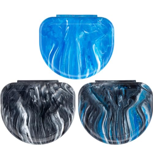 Practicon Marble Retainer Cases, Orthodontic Aligner Case, Mouth Guard Holder (3 Pack) (Midnight) - color: Midnight