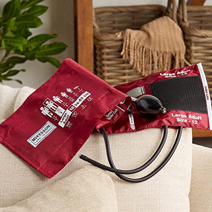 McKesson LUMEON Replacement Blood Pressure Cuff with Bulb and Valve, Nylon Cuff, 2-Tube Bladder, Burgundy, Adult Large, Gauge Not Included, 15 Count - size: 15 Count