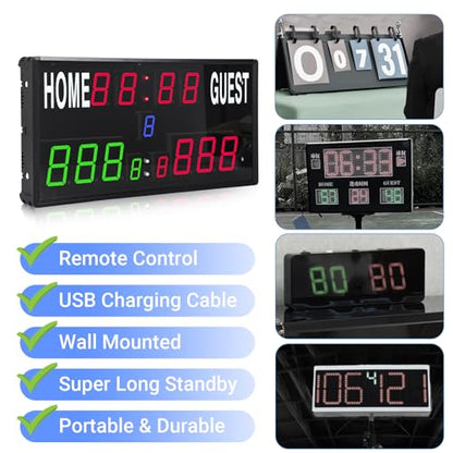 Samshow LED Electronic Scoreboard with Remote, Portable Score Keeper - style: 2025 6 digital led scoreboard-no tripod