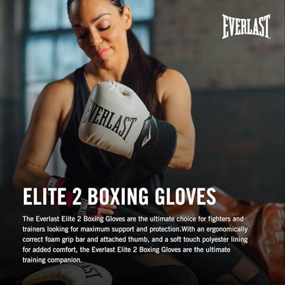Everlast Elite 2 Boxing Gloves - color: Grey/Pink, size: 8 oz