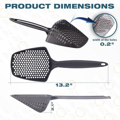 Set of 1 Fine Mesh Cat Litter Scoop with Small Holes, Deep Sifting Shovel for Litter, Reptile Terrarium Sand & Rabbit Pooper Lifter, Hanging Handle Poop Scooper (Black, Set of 1) - color: Black, size: Set of 1
