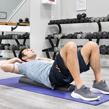 OPTP AXIS Firm Density Foam Roller – Half-Round, Black, 36" X 3" | High density firm foam roller for physical therapy, yoga, Pilates, fitness exercise & sports training, Heat-molded EPP foam - color: Black - 36" X 3" Half-round