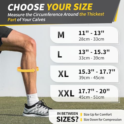CAMBIVO Calf Compression Sleeves with EVA Shin Pad, 2 Pack - size: X-Large