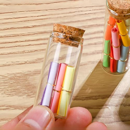 6 Pcs Empty Transparent Test Tube Glass Bottle Vials With Cork Stopper, Clear Glass Bottles Jars for Wedding Favors Art Crafts DIY (22x30x17mm 0.17 OZ)