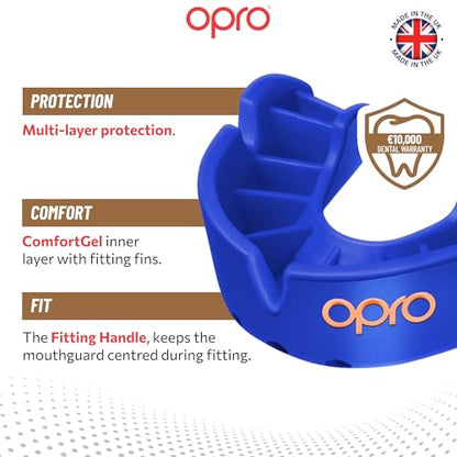 OPRO Bronze Level Moldable Mouth Guard, Essential Fit (Blue) - color: Blue, size: Adult