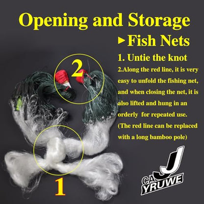 Fishing Net 82 ft x5 ft, Easily Catch Fish nets, Three Layer Sticky Net for More Fish