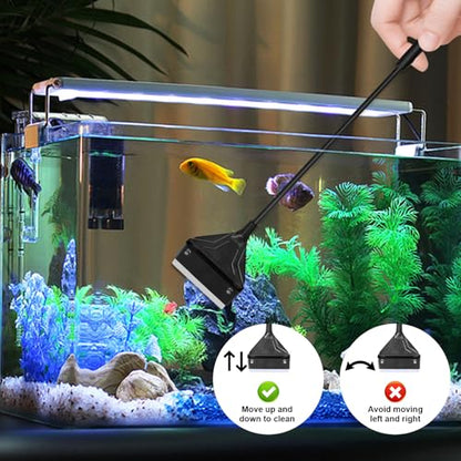 Algae Scraper for Glass Aquariums 24.4" Fish Tank Scraper with 10 Replaceable Blades Aquarium Glass Scraper Adjustable Length Aquarium Cleaning Tools Kit for Glass Aquarium Fish Tank