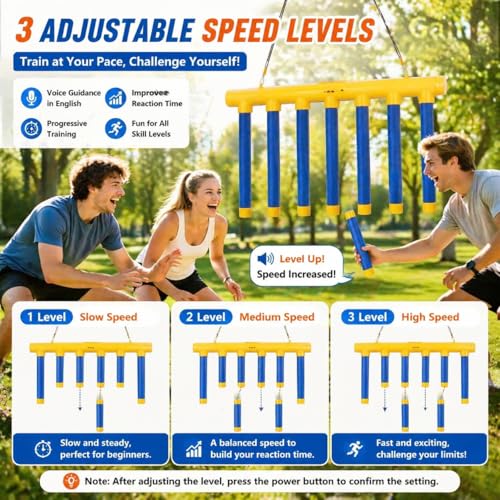 Reflex Drop Sticks Challenge Game with 3 Speed Adjustable and Voice Prompts